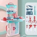 Set de joacă doctor Brivoo, trusă medicală 3 în 1, 20 piese, geantă portabilă, pentru copii 3+ ani - imagine 3
