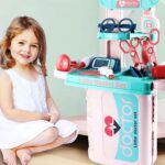 Set de joacă doctor Brivoo, trusă medicală 3 în 1, 20 piese, geantă portabilă, pentru copii 3+ ani - imagine 5